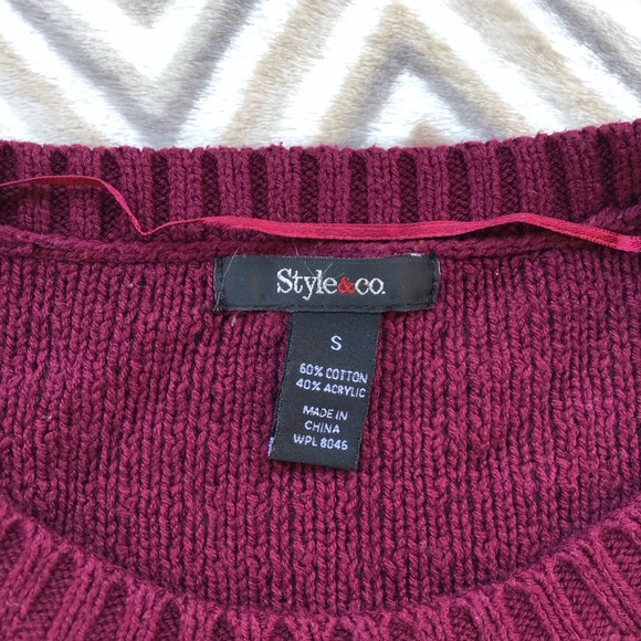 Style & Co Double Zipper Sweater - Maroon - Size S - Picture 3 of 3